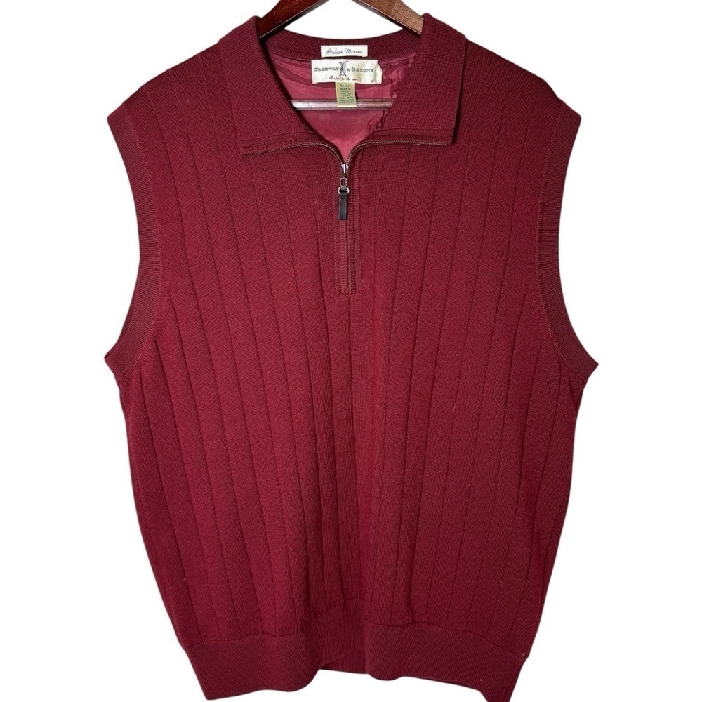Fairway & Greene Merino Wool Golf Sweater Vest Men’s Sz M Preppy Academia
